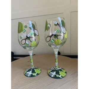 Lolita Hand Painted 15 Ounce Tennis Lover Wine Glass, No Box